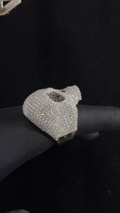 Anillo de cóctel de calavera de moissanita para hombre, plata 925 con engaste pavé, estilo punk, uso diario - Product Image 3