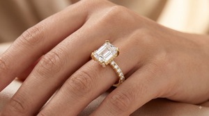 Anillo de Compromiso y Boda con Halo Oculto y Corte Esmeralda, Lujoso Anillo de Oro Sólido de 14K con Diamante Cultivado en Laboratorio, Chapado en Rodio, Joyería Personalizada OEM - Product Image 4