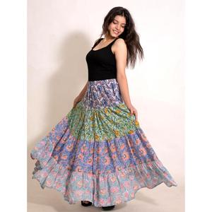 Cotton <b>Patchwork</b> Printed A-Line Maxi <b>Skirt</b> Handmade Indian Boho Long <b>Skirt</b> Everyday Wear - Product Image 6