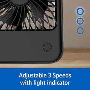 Ventilatore Portatile Pieghevole Ricaricabile da 4 Pollici a 3 Velocità con Pulsante Illuminato Nero 5000mAh Nuovo Modello 2026 - Product Image 3