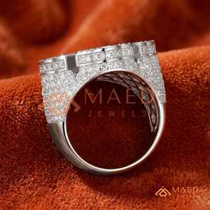 925 <b>Silver</b> Iced Out Cross Moissanite <b>Ring</b> <b>for</b> <b>Men</b> Hip Hop Baguette Statement Luxury Diamond Look Band - Product Image 3