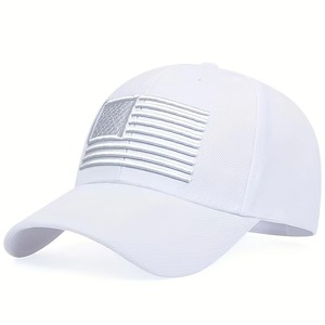 Gorra de Béisbol Color Granate de 6 Paneles con Logotipo Bordado de la Bandera de EE. UU. en la Parte Delantera, Ajustable, Unisex, Tela de Sarga, Estilo Casual - Product Image 4