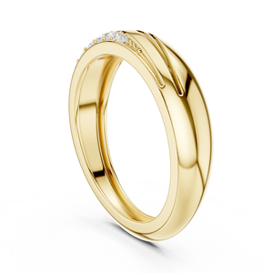Anillo de Oro Amarillo de 18K Chapado en Oro con Diamante Cultivado en Laboratorio de Corte Redondo en Forma de Ola Elegante, Menos de 1 Quilate - Product Image 4