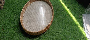 Juego de bandejas de bastón de ratán de lujo con patrón de nácar con incrustaciones a mano, Bandejas para servir para decoración del hogar y cestas de regalo para festivales - Product Image 3