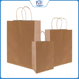 Sacs en papier kraft blancs recyclables, plats, jetables, avec fermeture autocollante et poignées torsadées, pour usage alimentaire - Product Image 5