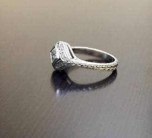 Anillo vintage art déco con diamante moissanita de corte princesa, creativo y artesanal, para mujer, plata 925 original, personalizable, regalo de cumpleaños - Product Image 4