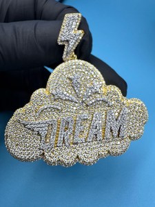 Pendentif Lettre Personnalisée avec Nuage en Moissanite Sertie de Pierres pour Bijoux Fins en Argent Sterling 925 Pendentifs & Breloques - Product Image 4