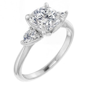 <b>Solitaire</b> Cushion Cut Moissanite Geometric Prong Setting <b>Ring</b> 925 Sterling <b>Silver</b> White Gold Plated Luxury Classic Engagement - Product Image 2