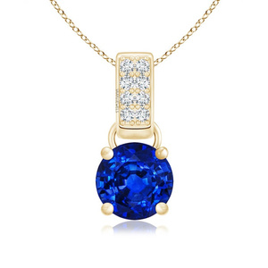 Colgante Solitario Clásico y Moderno para Mujer, Oro 10K 14K 18K, Plata 925/935, Zafiro, Engaste de Garra, Bañado en Rodio, Joyería Fina para Boda - Product Image 2