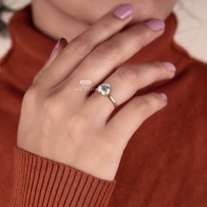 14K Gold <b>Heart</b> <b>Shape</b> Lab Grown Diamond Ring Solitaire Engagement Ring Bridal Jewelry Wholesale Custom Manufacturer Supplier - Product Image 2