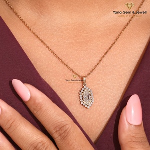 Colgante de Oro Sólido de 14K con Forma de Marquesa Holandesa para Aniversario, Diamante Cultivado en Laboratorio CVD de 1.00 Quilates, Color E, Claridad VVS2, Certificado IGI - Product Image 4
