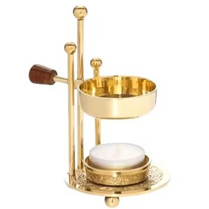 Brûleur d'encens en laiton pour la méditation, la prière, la décoration de la salle de culte, avec porte-bougie - Product Image 1