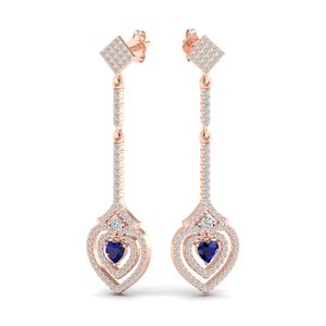 REYES Luxury 14K <b>Solid</b> Gold Moissanite Dangle Drop Earrings 925 Sterling <b>Silver</b> With Blue Sapphire Gemstone Wedding Fine Jewelry - Product Image 6
