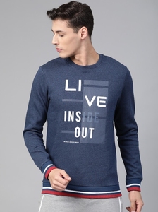 Sudadera Azul para Hombre, Cuello Redondo, Corte Regular, Logotipo Estampado, Informal, Tejido de Punto, 100% Algodón, Otoño - Product Image 3