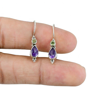 Amethyst Gemstone 925 Solid <b>Sterling</b> <b>Silver</b> <b>Earrings</b> Best Design <b>Earrings</b> for <b>Women</b> and Girls Dangle <b>Earrings</b> <b>Silver</b> Jewelry - Product Image 1