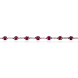 Explore High Grade Quality Solid K14 White Gold Genuine <b>Ruby</b> & Diamond Sleek Tennis <b>Bracelet</b> Anniversary Gift Custom Jewelry - Product Image 3