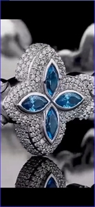 Pulsera de Plata de Ley 925 con Moissanita, Eslabones Cubanos, Piedra Central Azul, Corte Brillante Redondo, Microincrustaciones, Joyería Unisex - Product Image 5