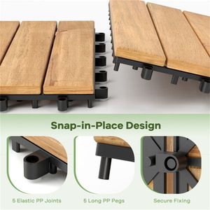 30 Piastrelle a Incastro in Legno di Acacia 30x30 cm con Drenaggio Rapido per Patio, Giardino, Bordo Piscina - Prodotto Naturale Categoria: Pavimentazione - Product Image 4