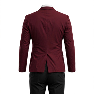 <b>Men's</b> Burgundy Single Breasted Flat Front Suit <b>Jacket</b> with <b>White</b> Shirt and Black Pants Polyester Material Adult Formal Wear - Product Image 2