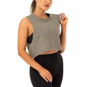 Débardeur court côtelé sans manches surdimensionné de qualité supérieure personnalisé 2026 en 100 % coton pour femme - Product Image 4