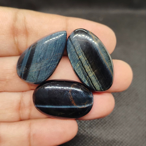 Pierres d'agate œil de tigre naturel ovales cabochon pour bijoux - Product Image 1