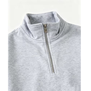 Men's Women's Streetwear Half Zip Sweatshirt Oversized <b>Mock</b> <b>Neck</b> Plain Cotton Pullover <b>Top</b> - Product Image 6