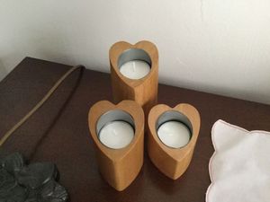 Handmade Customizable Heart Shape Wooden Tea Light <b>Holder</b> Rustic Wedding Home Decor - Product Image 3