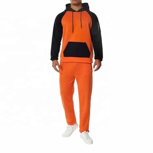 Conjunto Deportivo con Capucha para Hombre, Color Naranja y Negro, Bloques de Color, Manga Larga, Cintura Elástica, Ropa Casual de Otoño, Transpirable, Corte Regular - Product Image 5