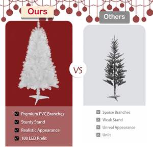 Árbol de Navidad Artificial Blanco de 1.2 Metros con Base, 100 Luces LED y 241 Ramas Realistas - Product Image 5