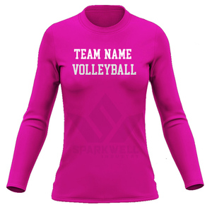 เสื้อวอลเลย์บอลผู้หญิงสีดำส้ม แบบซับลิเมชั่น คอวี แขนยาว ระบายเหงื่อได้ดี ทรงพอดีตัว สำหรับผู้ใหญ่ - Product Image 5