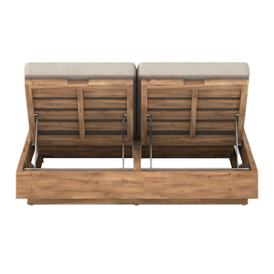 Chaise longue d'extérieur en bois au design minimaliste avec dossier réglable et coussin pour la plage et la piscine - Product Image 6