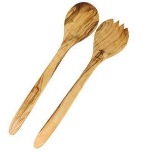 Fourchette et cuillère à salade en bois d'acacia de style luxueux, écologiques, compatibles lave-vaisselle, couverts modernes, ustensiles de cuisine - Product Image 1