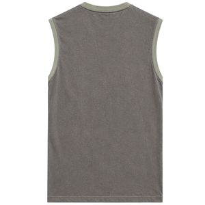 Débardeur sans manches gris et vert sauge avec broderie soleil, gilet décontracté en coton pour homme, col rond, mode streetwear personnalisée pour l'été - Product Image 2