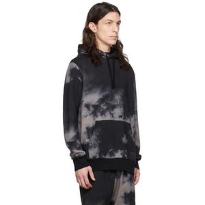 Sweat à capuche surdimensionné noir à cordon de serrage pour homme, imprimé graphique tie-dye hip-hop personnalisé - Product Image 4