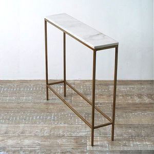 Stylish Iron Accent <b>Console</b> Featuring Marble Surface Elegant Furniture Addition For Bedroom Hallway And Reception Decoration Spa - Product Image 2