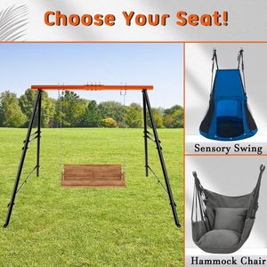 Columpio de Porche para Interiores y Exteriores con Estructura y Soporte para Silla Hamaca, Carga Máxima 550 Libras, para Entretenimiento en el Patio Trasero - Product Image 5