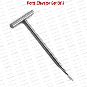 ชุดอุปกรณ์ถอนฟันแบบ Elevator Potts จำนวน 3 ชิ้น สำหรับการผ่าตัดถอนฟันและการผ่าตัดช่องปาก ยี่ห้อ Vaslcare - Product Image 3