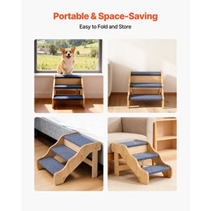 3-Step Wood Pet Stairs with 150lbs Load Capacity Non-Slip Surface Stable Design for Cats <b>Dogs</b> to Reach High <b>Beds</b> <b>Sofas</b> Cars - Product Image 6