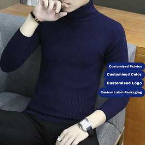 Pull col roulé slim fit pour homme, tricot côtelé, anti-plis, teint uni, vente en gros, OEM - Product Image 4