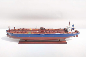 Modèle en bois de navire-citerne pétrolier SEAKING CRUDE OIL TANKER, fait main, navire-citerne commercial coréen, décoration de table, objet d'art de collection - Product Image 2