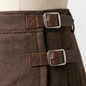 Women <b>Wool</b> <b>Wrap</b> Mini Skirt Solid Color Adjustable Belt Minimalist Style Autumn Wear - Product Image 4
