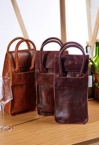 Porta Vino de Cuero Genuino con Logotipo Personalizado, Bolsa de Transporte para una Sola Botella, Suministro al por Mayor, Estuche de Lujo para Vino LEB-0055C - Product Image 5
