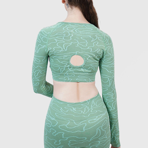 High Quality Yoga Top For Women's Long Sleeve Professional Product Fitness With Chest <b>Pad</b> Slim Fit Sports Wear Yoga Top Women's - Product Image 5