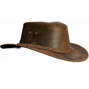 Custom Made Leather Cowboy <b>Hats</b> Wholesale Cowhide Premium Quality Breathable Unisex <b>Western</b> Casual Travel <b>Hats</b> - Product Image 4