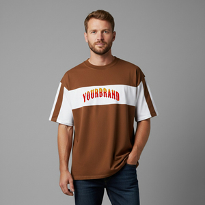 Camiseta Oversize de Hombre 2025 de Nueva Colección, Estilo Urbano, Hombros Caídos, Estampado Puff, Logo, Cuello Redondo, de Gran Gramaje - Product Image 1