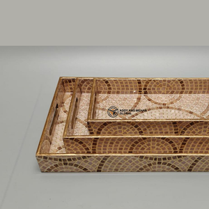 Suministro al por mayor: Bandejas de MDF esmaltado con elegante diseño de mosaico festoneado, juego de 3 piezas encajables de lujo para servicio a la habitación y amenidades de hostelería - Product Image 3