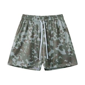 Shorts de sport pour hommes, style streetwear, en polyester, imprimé graphique yeux, maille double couche, coupe ample - Product Image 4