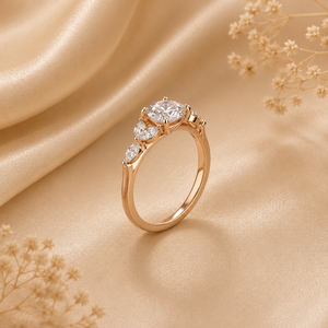 Anillo de compromiso de oro rosa con moissanita de corte ovalado de 1 quilate y diseño floral inspirado en la naturaleza para mujer - Product Image 2