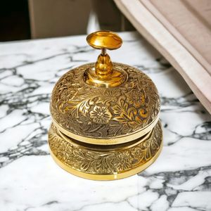 Campana de Servicio de Latón Resistente con Grabado Detallado y Sonido Fuerte para Recepción de Hotel, Mostrador y Uso en Mesa de Oficina - Product Image 3