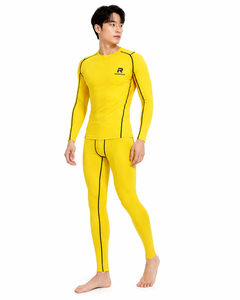 Combinaison de moto premium jaune à manches longues, ensemble de sous-vêtements de compression à séchage rapide pour la course moto toutes saisons - Product Image 3